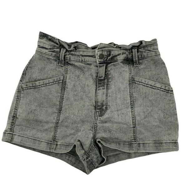 Universal Thread Short Women's Size 8 High Rise Acid Wash Paper Bag Waist Denim - Picture 3 of 7